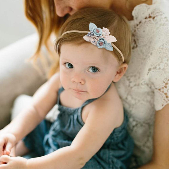 4pcs Baby Girl Headbands Flowers, Super Soft & Stretchy Nylon Floral Hairbands for Newborn Toddler