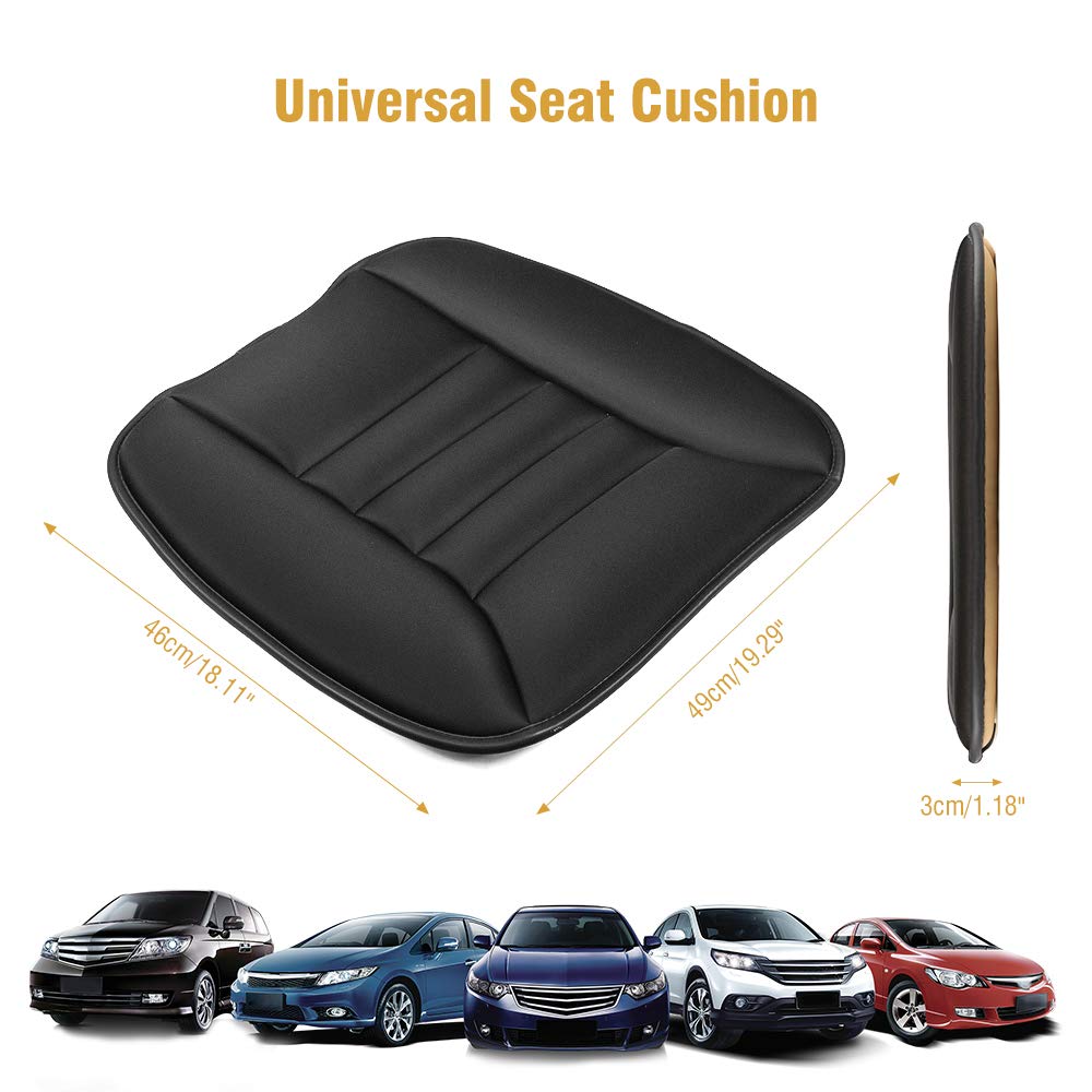 Car Seat Cushion, Memory Foam Seat Cover with Non-Slip Bottom, Universal Fit for Cars, Homes, and Offices - Soft and Comfortable, Black