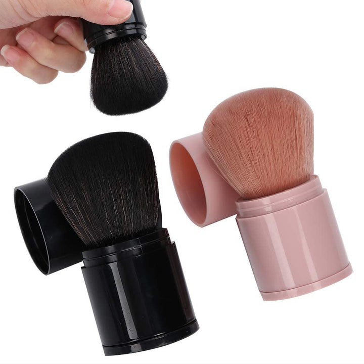 1 Pack Extensible Make-up Brush 2 Color Black/Pink Contour Brush Portable Blush Brush Advanced Foundation Brush Travel Set Make-up Tool (Black)