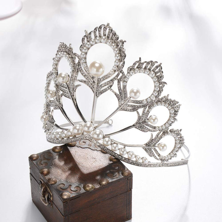 Prom Princess Crown Pearl Tiara Rhinestone Tiara Pageant Queen Crown Wedding Hair Jewelry