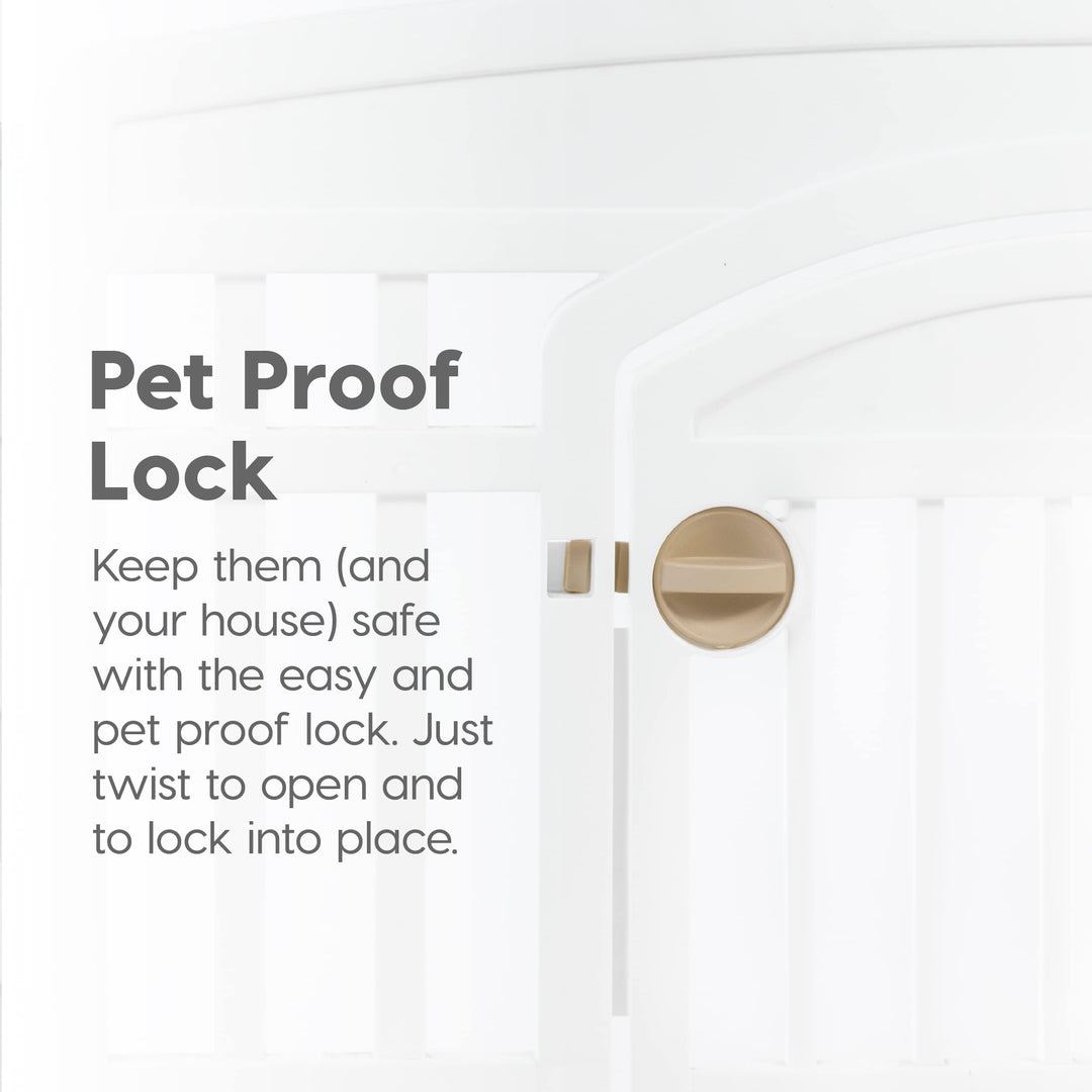 USA 34 8-Panel Pet Dog Puppy Playpen with Door, For Medium and Large Dogs, Keep Pets Secure, Easy Assemble, Fold It Down, Easy Storing, Customizable, White