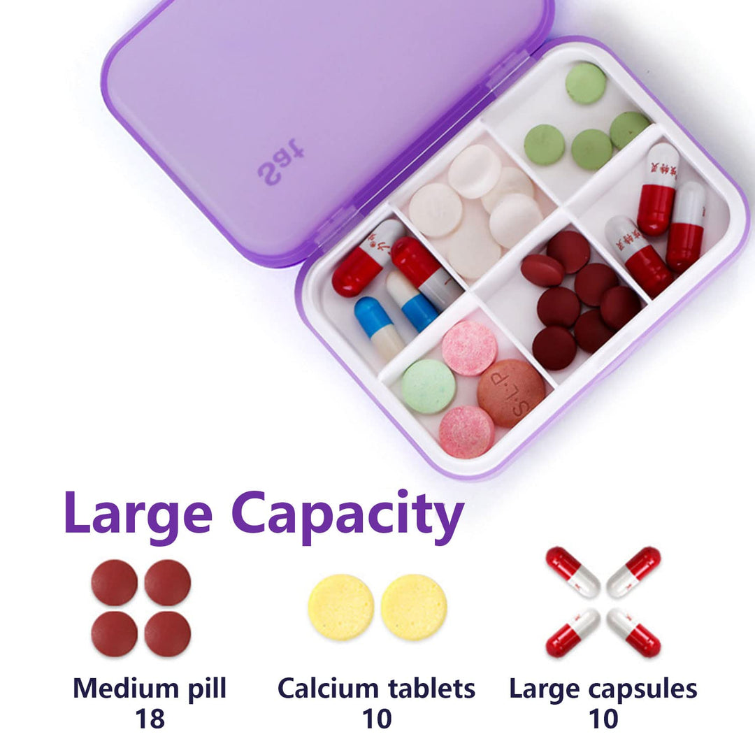 7 Piece Set Pill Organizer 6 Times a Day, Weekly Daily Travel Medicine Organizer Portable 7 Day 42 Compartments Pill Box with Moisture-Proof Pill Case Travel Pill Container for Vitamins,Supplements