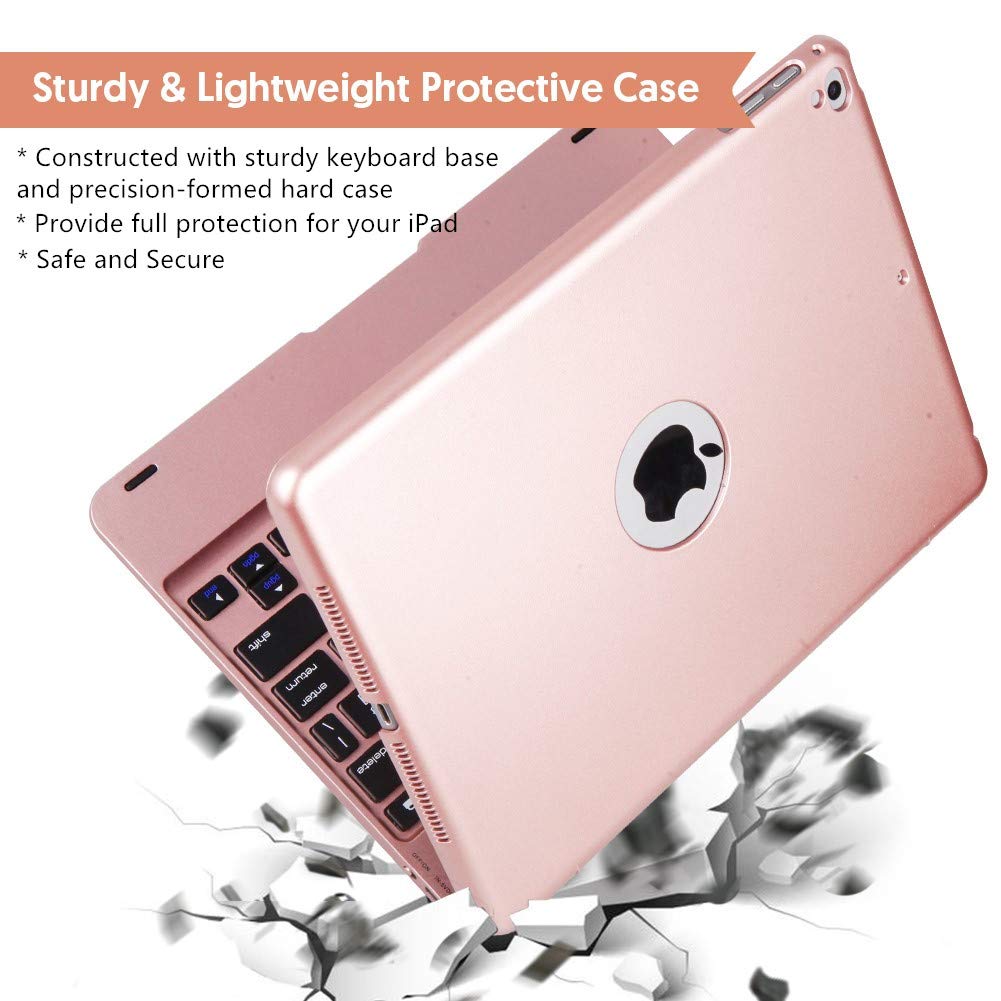 Wireless Bluetooth Keyboard Case for iPad 5th-6th Gen, Air 1-2, iPad Pro 9.7 - Slim Full Protection Cover