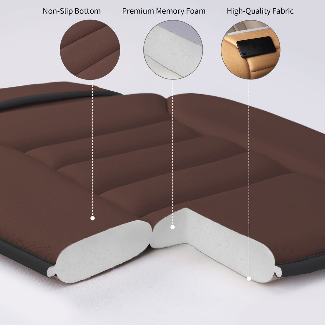 Premium Car Seat Cushion, Driver Seat Cushion with Comfort Memory Foam & Non-Slip Rubber Bottom, Car Seat Pad Works with 95% of Vehicles and Office Chair or Home (Brown)