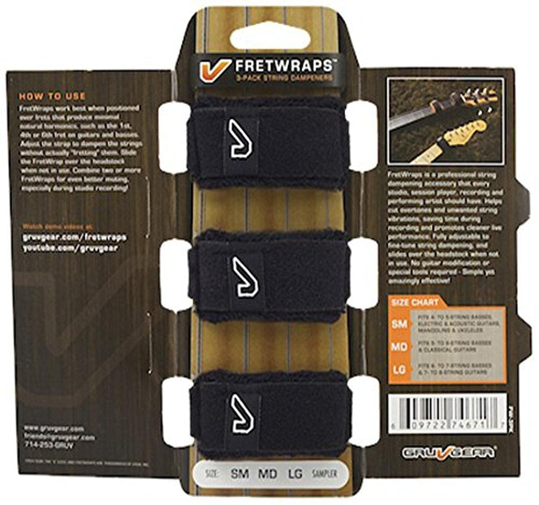 FretWraps 3-Pack String Muters, Small, Black