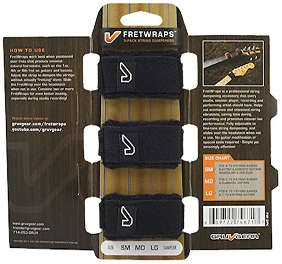 FretWraps 3-Pack String Muters, Small, Black