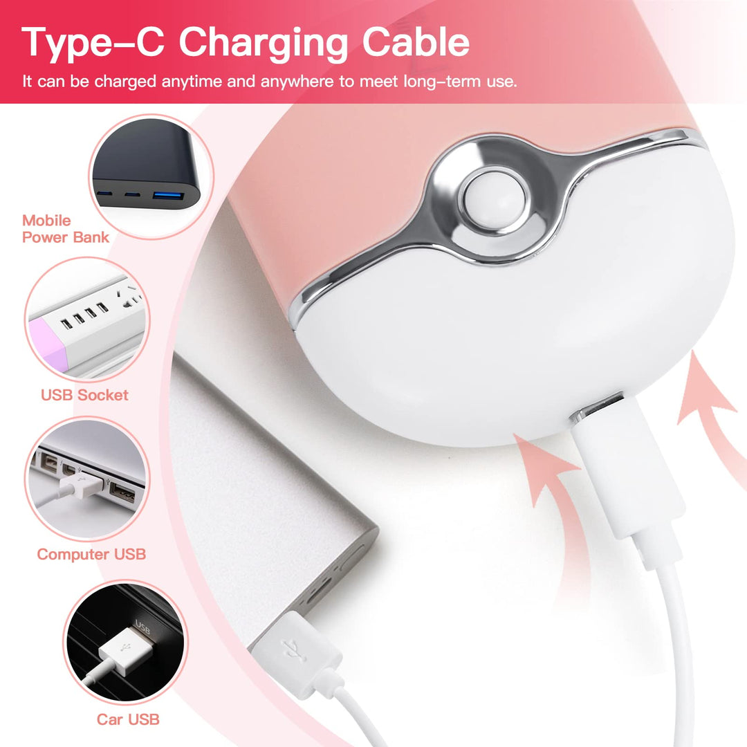 USB Mini Portable Fans Rechargeable Electric Bladeless Air Conditioning Refrigeration Blower Dryer Fan for Eyelash Extension (Light pink)