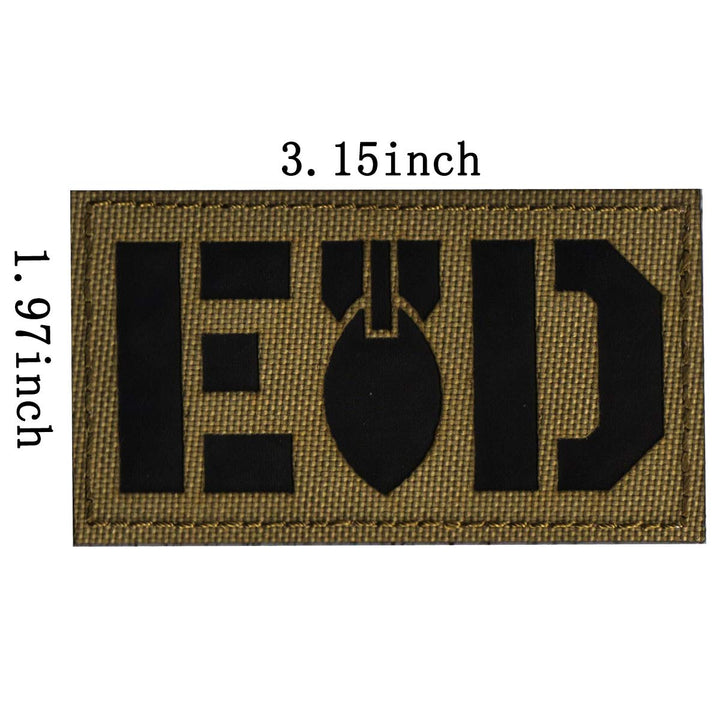 Reflective EOD Patch Explosive Ordnance Disposal Bomb Squad Military Patches Tactical Embroidered Badges Hook and Loop Patch 3.15 x 1.97 inch 2 Pack