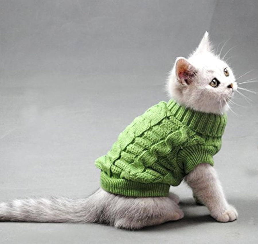 Pet Cat Sweater Kitten Clothes for Cats Small Dogs,Turtleneck Cat Clothes Pullover Soft Warm,fit Kitty,Chihuahua,Teddy,Poodle,Pug (Green, Large)