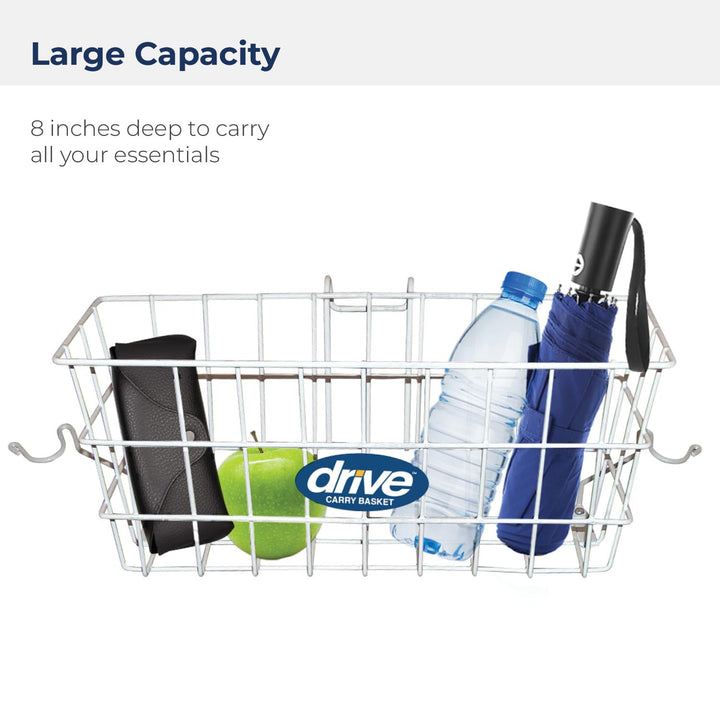10200B Walker Basket with Plastic Cup Holder, White