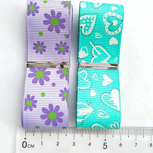 Assorted 20 Yards Grosgrain Ribbon Bow Daisy Butterfly Cake Love Heart Dots Flower Rose Smile Face Craft DIY Packing Hair Bow Accessory