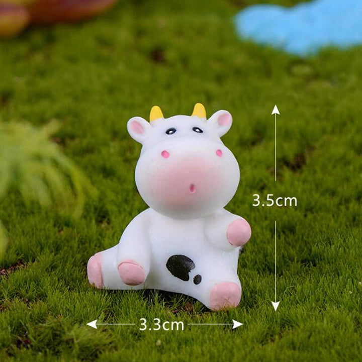 6 Pcs Cute Cow Animals Miniature Figurines, Cow Cake Cupcake Toppers, Miniature Cow Moss Landscape DIY Terrarium Crafts Ornament, Miniature Fairy Garden Decoration