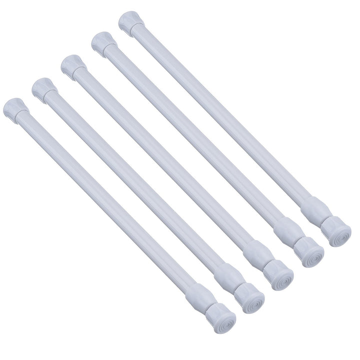 5 Pack Cupboard Bars Tensions Rod Spring Curtain Rod for DIY Projects, Extendable Width (9.84 to 15.75 Inches, White)