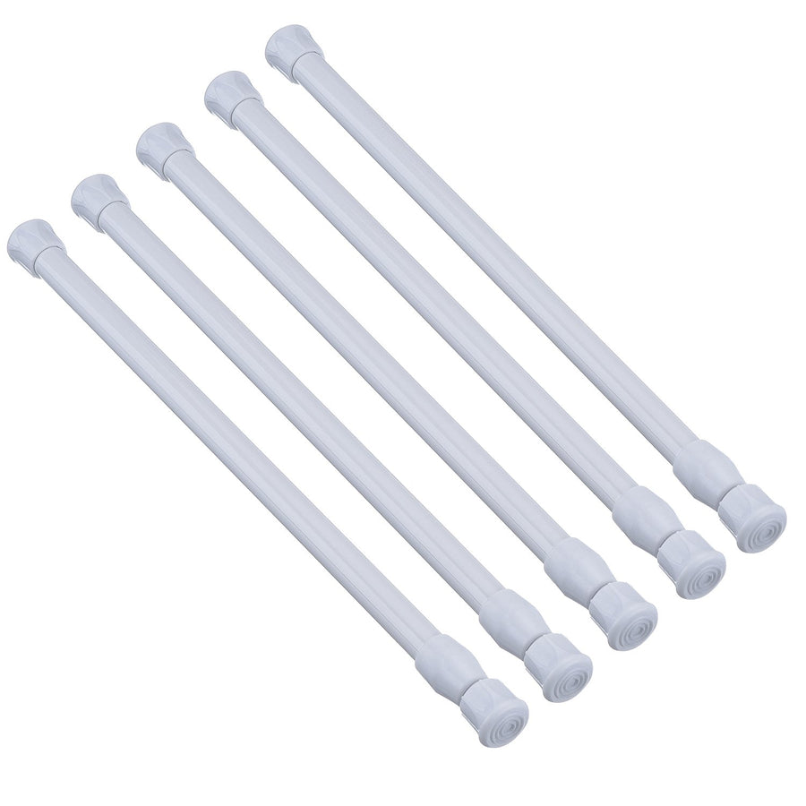 5 Pack Cupboard Bars Tensions Rod Spring Curtain Rod for DIY Projects, Extendable Width (9.84 to 15.75 Inches, White)