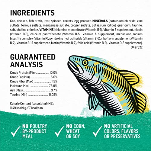 Purina Grain Free, Natural Pate Wet Cat Food, Grain Free Ocean Whitefish & Spinach Recipe - (12) 3 oz. Cans