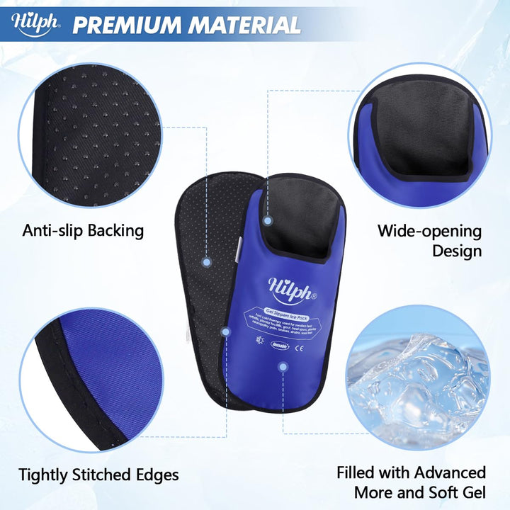Foot Ice Pack Slippers for Plantar Fasciitis 2 Packs, Reusable Hot Cold Packs Gel Ice Slipper for Foot and Broken Toes, Gout, Foot Surgery, Neuropathy, Diabetic, Swollen (Dark Blue)
