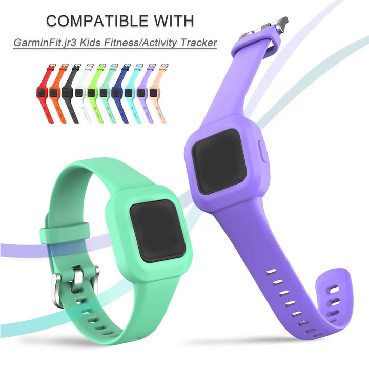 Compatible with GarminFit JR.3/vivofit jr.3 Bands Soft Silicone Adjustable Wrist Band Watchband Strap Replacement for GarminFit JR.3/vivofit jr.3 for Kids,Lavender&Mint green&Khaki