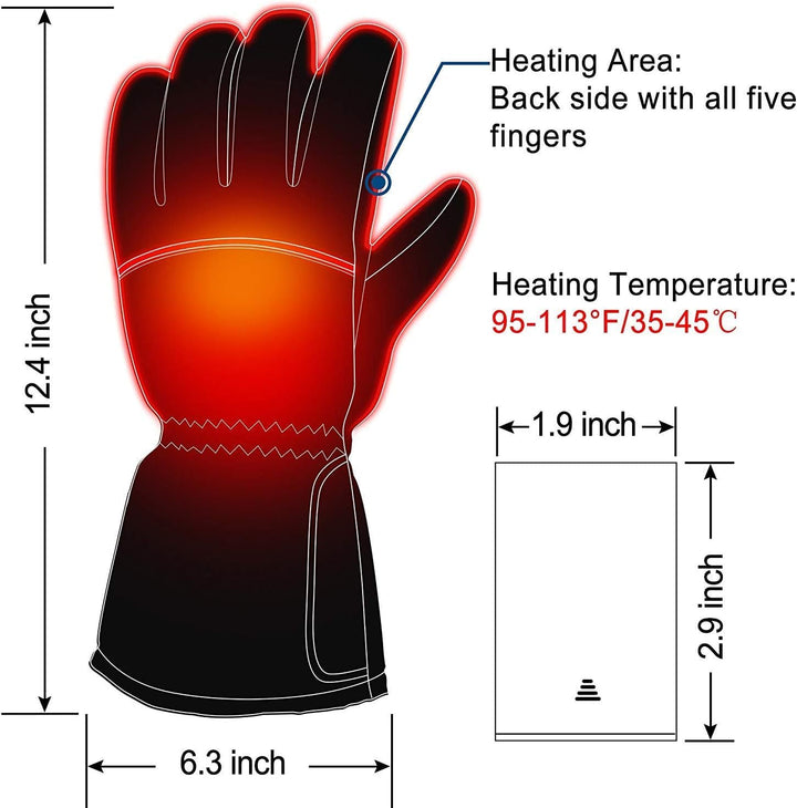 Winter Rechargeable Electric Warm Heated Gloves Men Women Battery Powered Heating Gloves,Waterproof Touchscreen Thermal Insulated Heated Gloves for Winter Sports Outdoors Climbing Hiking Hand Warmer