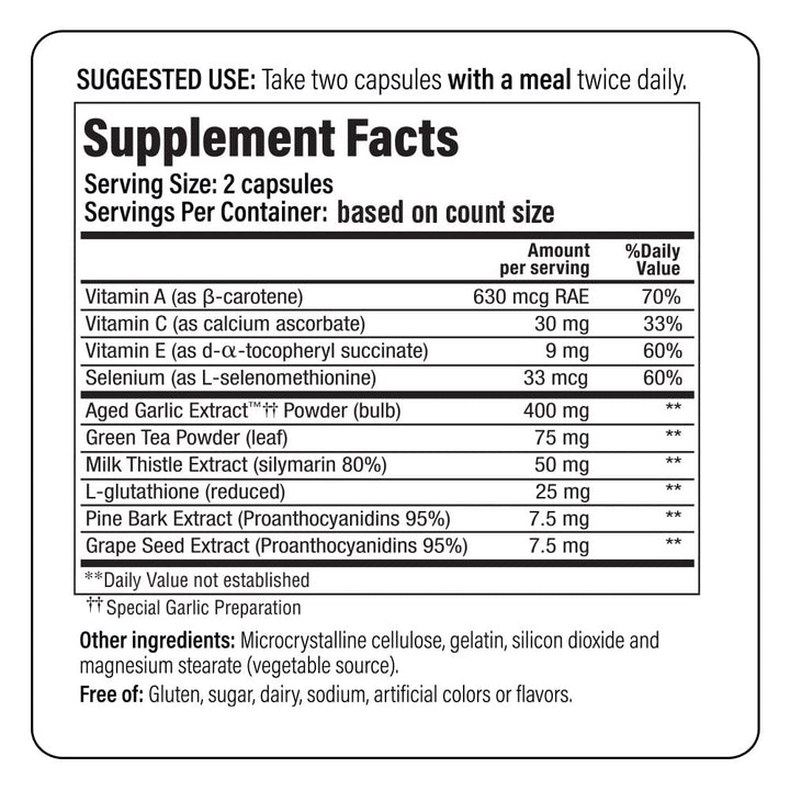 Aged Garlic Extract Formula 105, Detox & Anti-Aging, 200 Capsules (Packaging May Vary)