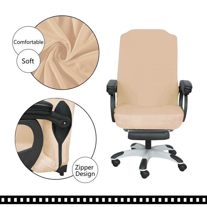 Office Chair Covers- Large, Champagne- Removable Computer Chair Covers for Office Chair with Zipper for Universal Rotating Chair Desk Chair Cover Chair Seat Washable Protector for Pet