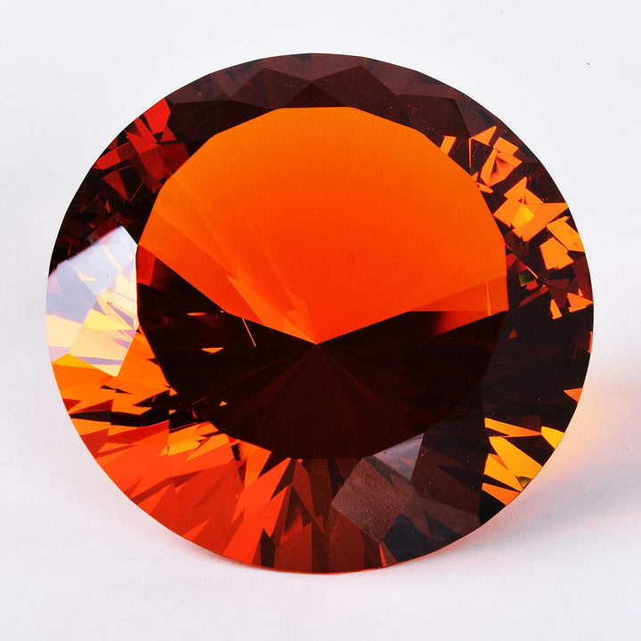 Amber Crystal Glass Diamond Shaped Decoration 80mm Jewel Paperweight,Gift Decoration Idea For Christmas, Thanksgiving