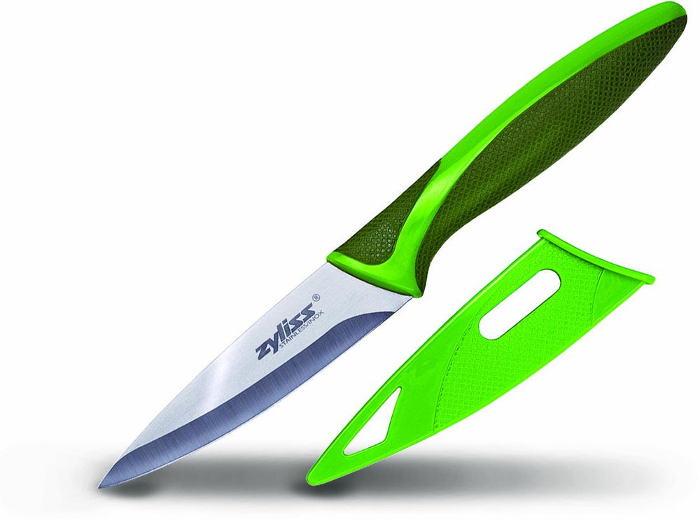 ZYLISS Paring Knife with Sheath Cover, 3.5-Inch Stainless Steel Blade, Green