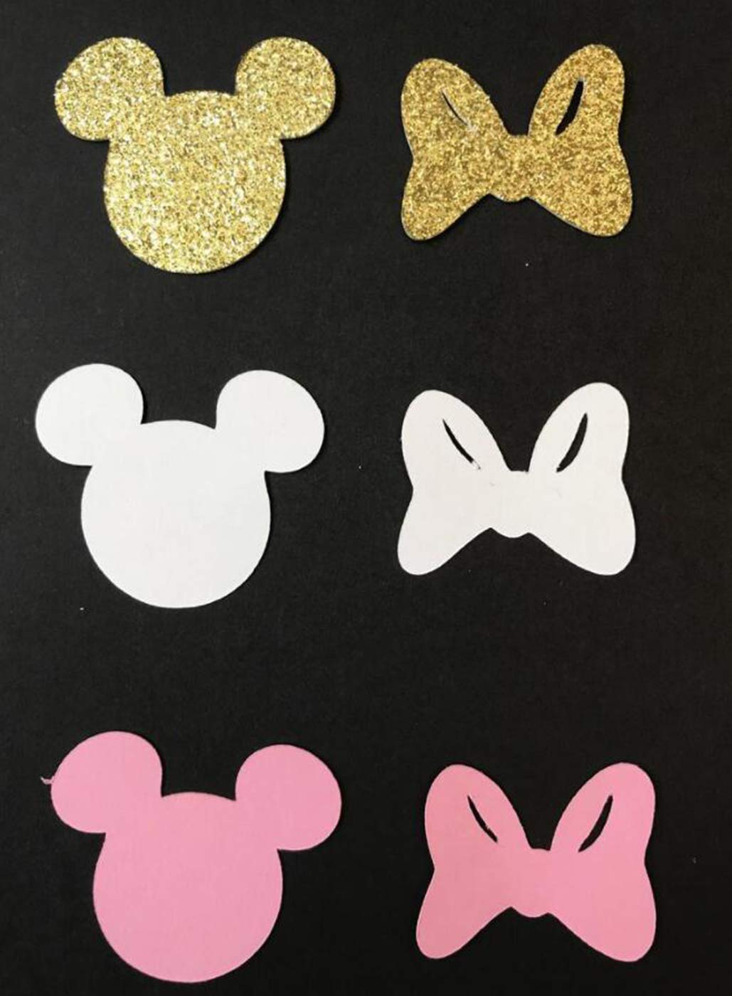 120Pieces 2inche Pink Gold Glitter Minnie Confetti - Baby Birthday Party Table Scatter - Baby Shower Cutouts - Cake Smash Photo Shoot Decor Girl Birthday Party Baby Shower Decor