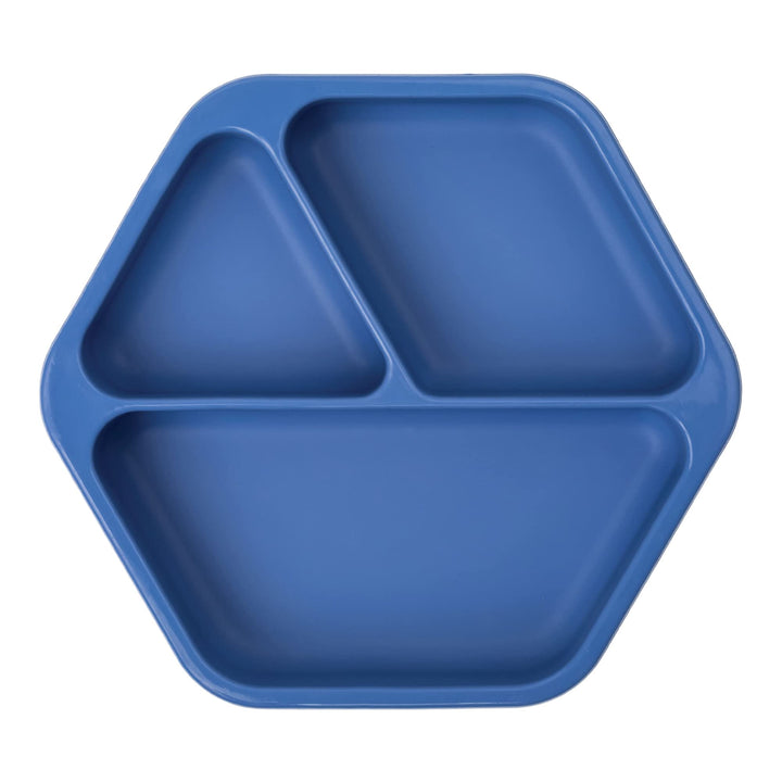 Silicone Suction Baby Plate, Suction Grip Divided Dish for First Foods and Self-Feeding Toddlers, Baby Led Weaning Supplies for Independent Eating (Indigo Plate)