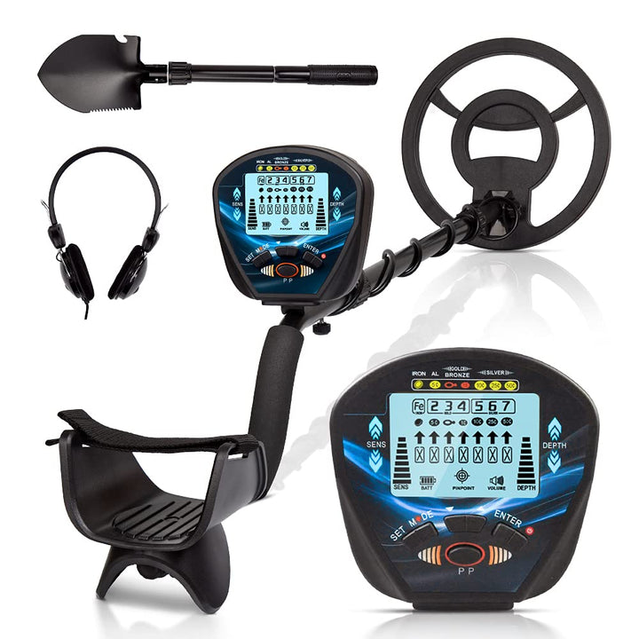 Professional Metal Detector for Adults & Kids with Headphone, Gold Detector Silver Finder, Waterproof 10 Search Coil, 41-53 Adjustable Stem Pinpoint Disc & All Metal Mode Gifts for Men Dad