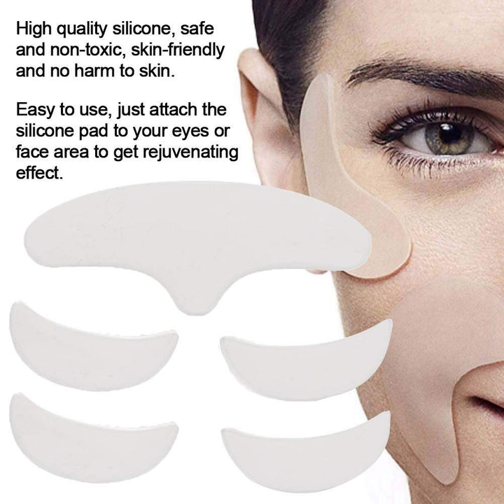 Face Wrinkle Patches, 5Pcs Anti Wrinkle Silicone Patch Pad Skin Lifting Reusable Washable Forehead Eye Face Patch Anti-Ageing for Rejuvenated Skin elasticity