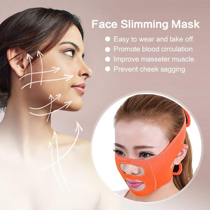 Face Slimming Strap Double Chin Reducer for Shaping Face Eliminates Sagging Skin Lifting Firming Anti Aging, Reusable (Orange)