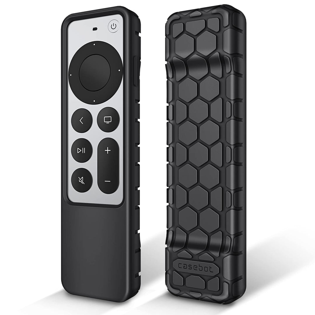 Protective Case for Apple TV Siri Remote 2021 2022 - Honey Comb Lightweight Anti Slip Shockproof Silicone Cover for Apple TV 4K / HD Siri Remote Controller (2nd Gen / 3rd Gen), Black
