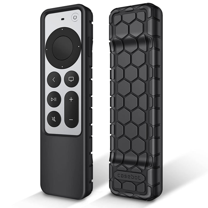 Protective Case for Apple TV Siri Remote 2021 2022 - Honey Comb Lightweight Anti Slip Shockproof Silicone Cover for Apple TV 4K / HD Siri Remote Controller (2nd Gen / 3rd Gen), Black