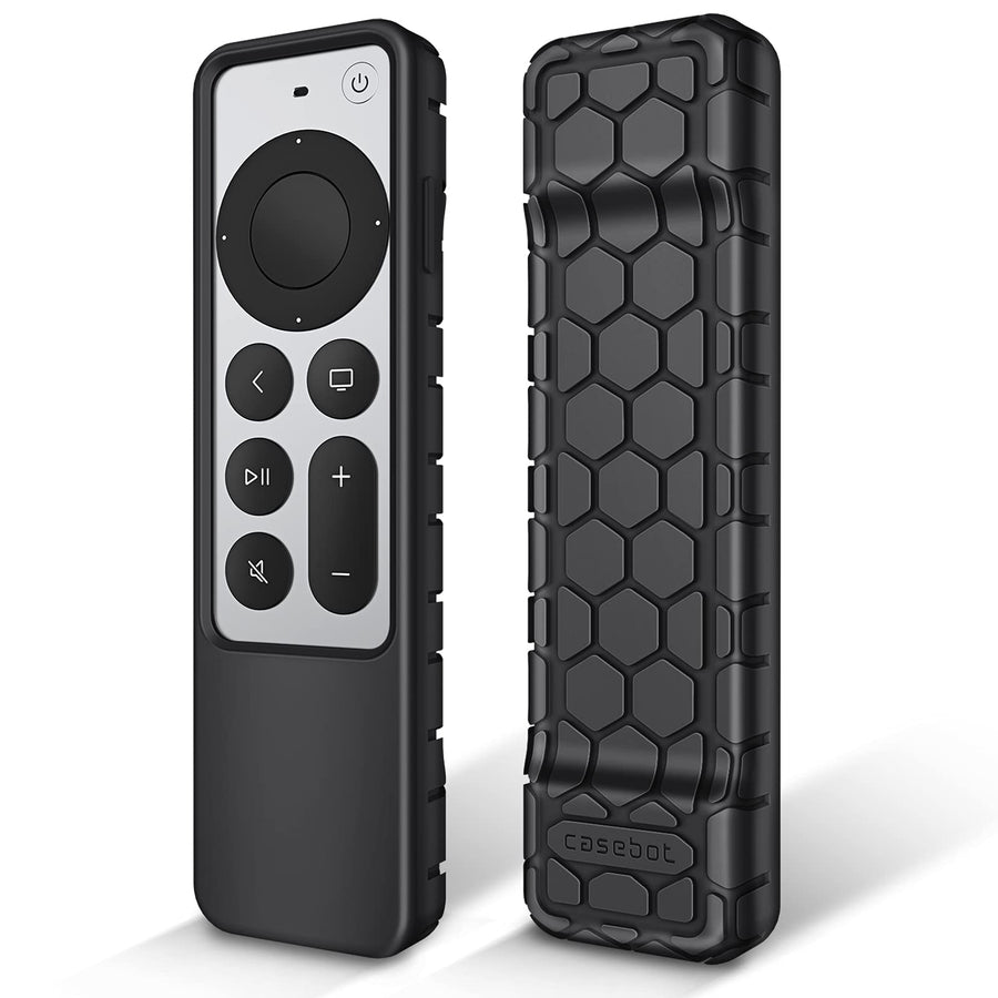 Protective Case for Apple TV Siri Remote 2021 2022 - Honey Comb Lightweight Anti Slip Shockproof Silicone Cover for Apple TV 4K / HD Siri Remote Controller (2nd Gen / 3rd Gen), Black