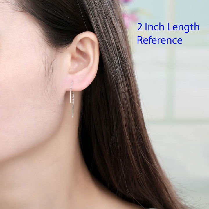 2pcs Real Gold Plated Sterling Silver Hypoallergenic Threader Earrings Pull Through Threaded Long Chain Drop Tassel 2 inch Minimalist Ear Thread Women Jewelry SSE82-2