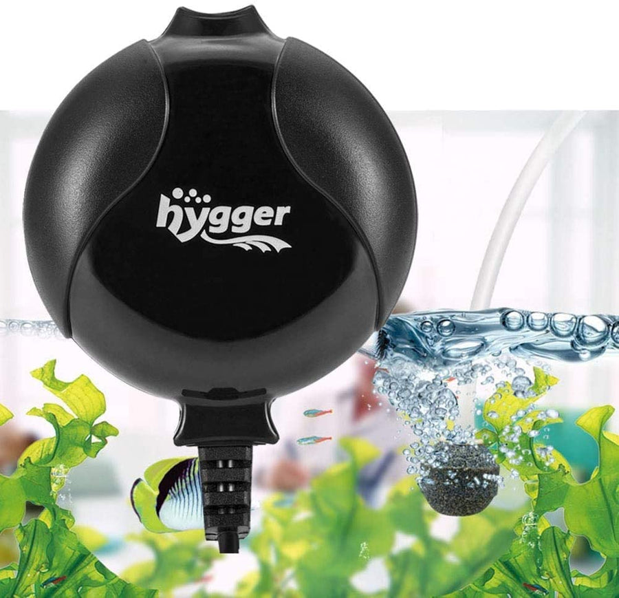 Quiet Mini Air Pump for Aquarium 1.5 Watt Oxygen Fish Air Pump for 1-15 Gallon Fish Tank with Air Stone Air Tubing Clip Black