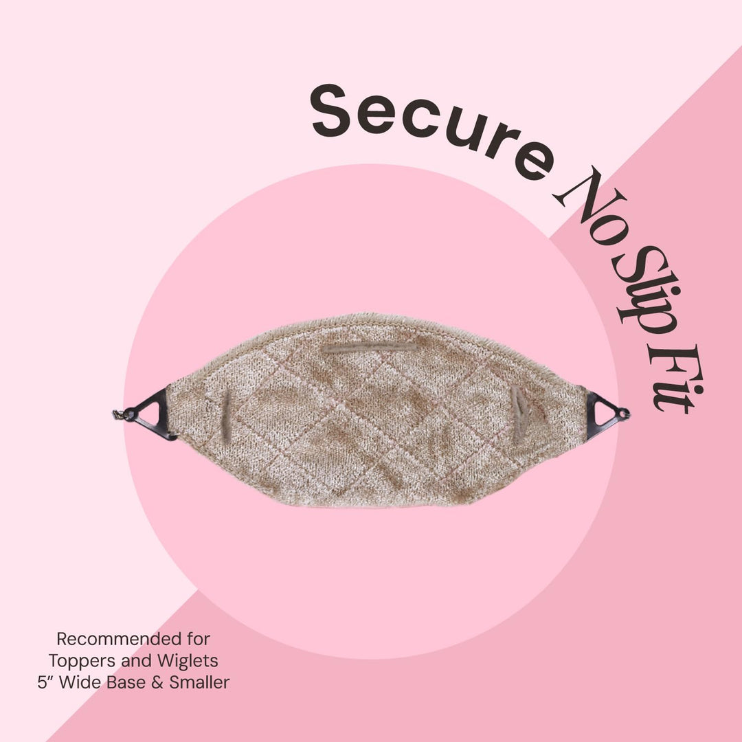 TopGrip Comfort Band for Small Base Toppers, Adjustable Translucent Strap, Side Openings to Secure Your Wig or Topper, Includes Clips, Beige, Small