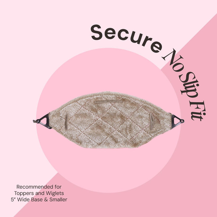 TopGrip Comfort Band for Small Base Toppers, Adjustable Translucent Strap, Side Openings to Secure Your Wig or Topper, Includes Clips, Beige, Small