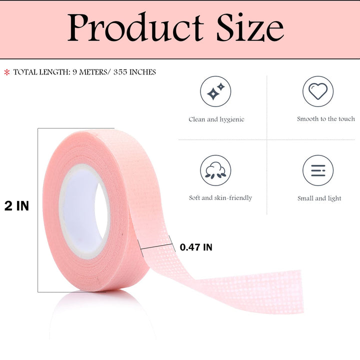 6 Rolls Eyelash Tape, Adhesive Fabric Eyelash Extension Tape, Breathable Micropore Fabric Tape for Eyelash Extension Supplies,9 m/10 Yard Each Roll (Green+Pink)