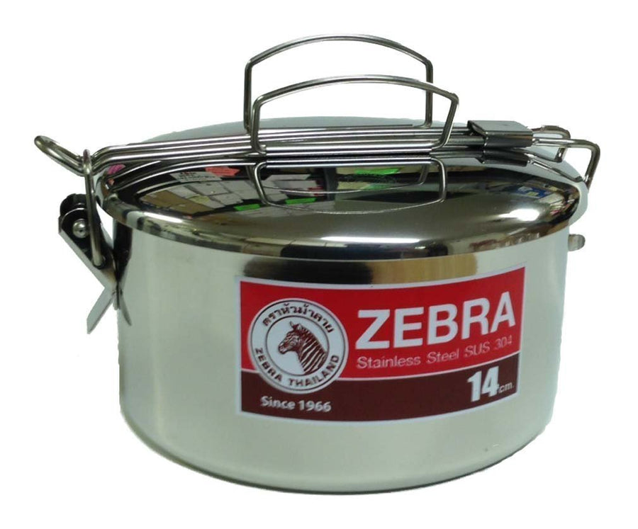 Stainless Steel Food Box and Pan with Snap on Lid, 14cm, Silver
