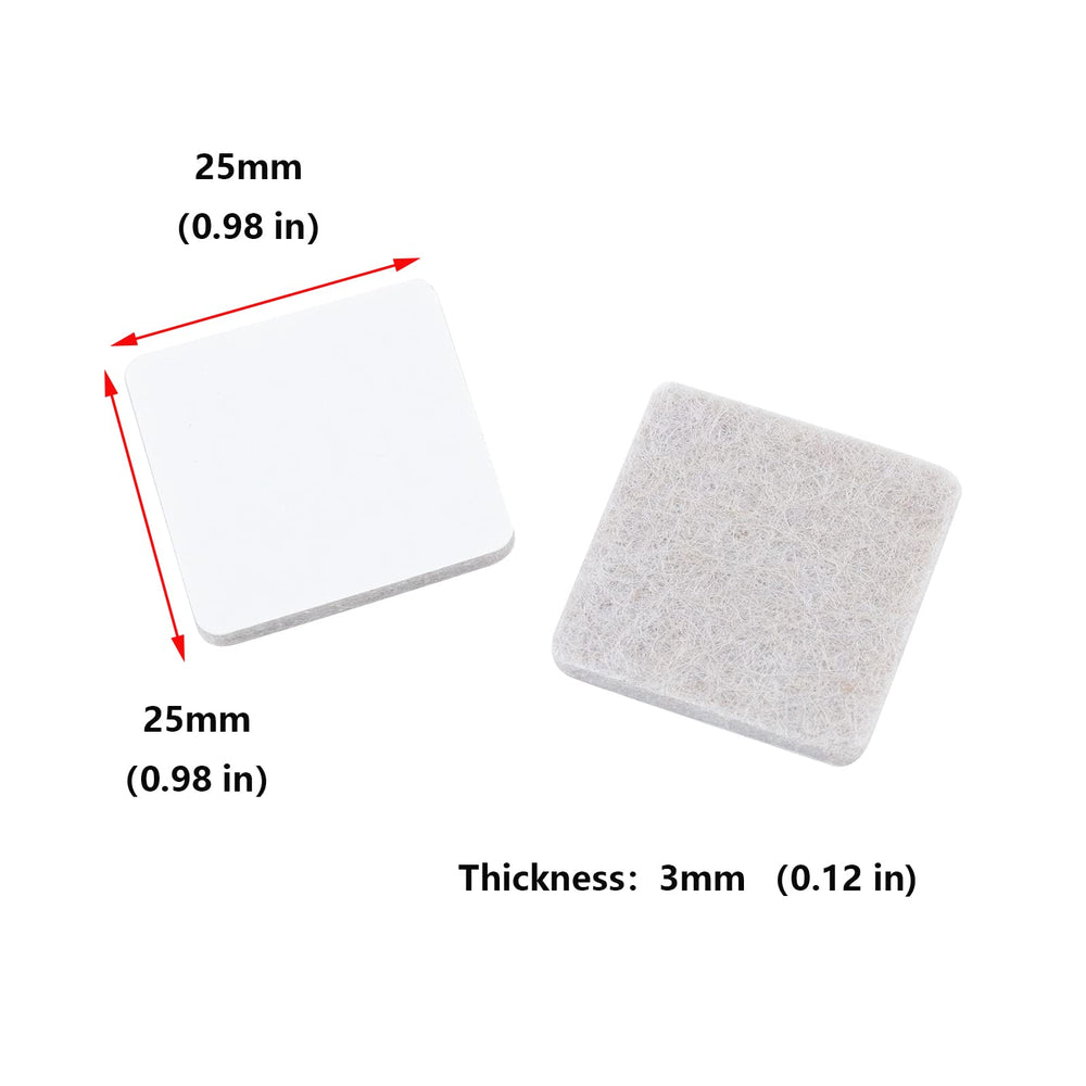 100pcs 1 x 1 Self-Adhesive Square Furniture Felt Pads Wood Floor Protectors Linen