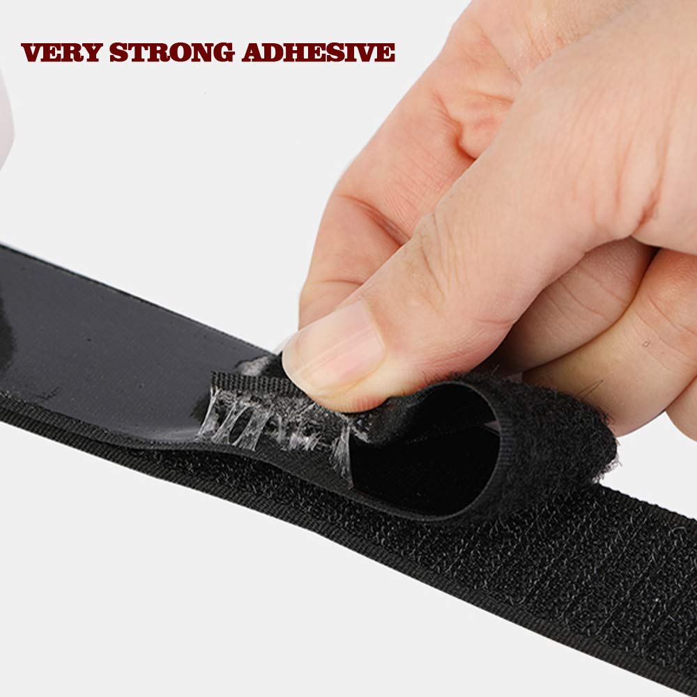Hook and Loop Tape 3/4 Inch x 23 Feet Each Roll Heavy Duty Adhesive Industrial Strength Hook Loop Strip Mounting Tape for Indoor and Outdoor Black (HTB030)