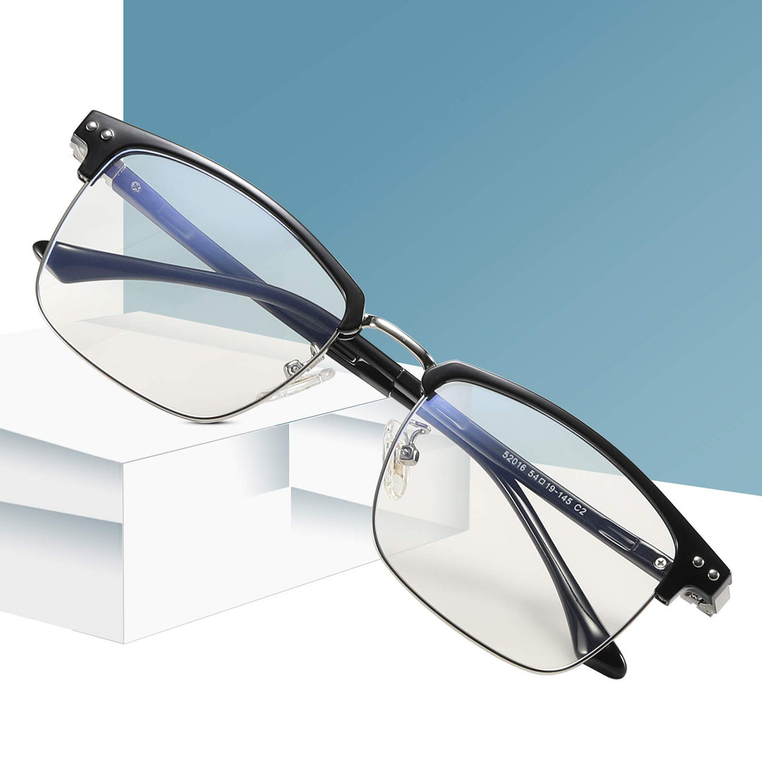 GUZTAG Blue Light Blocking Glasses - Square Computer Glasses Women/Men Eyeglasses Frame,Anti Eyestrain Computer Game Glasses (silver)