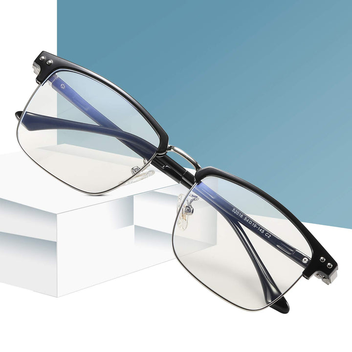GUZTAG Blue Light Blocking Glasses - Square Computer Glasses Women/Men Eyeglasses Frame,Anti Eyestrain Computer Game Glasses (silver)