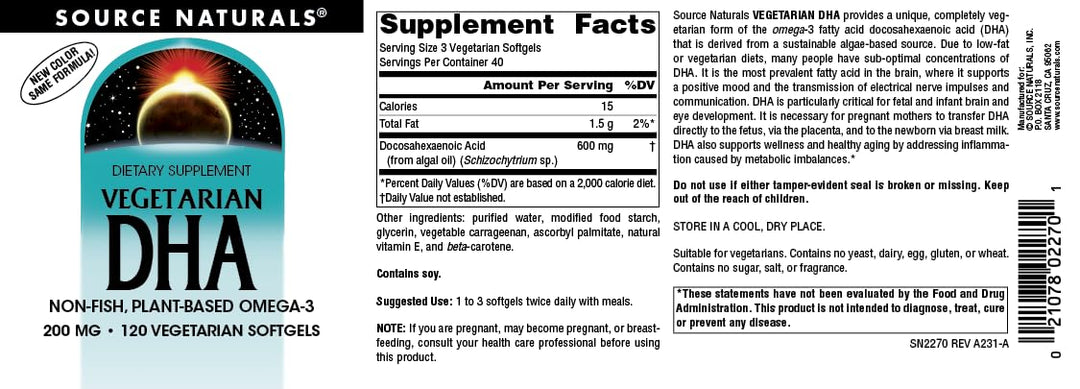 DHA, Neuromins, Non-Fish, Plant-Based Omega-3* - 120 Vegetarian Softgels
