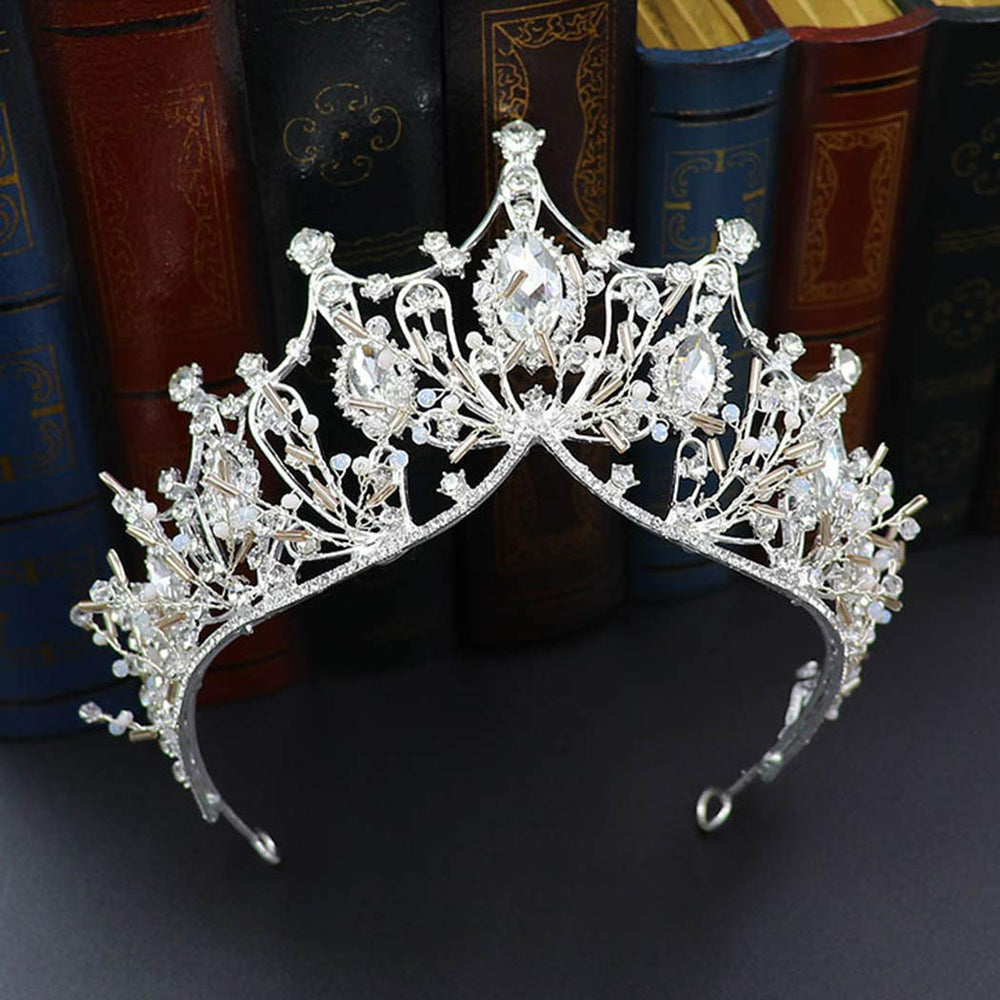 Baroque Queen Crowns Crystal Wedding Crowns and Tiaras for Brides Rhinestones Pageant Bridal Tiaras Princess Prom Hair Accessories for Women and Girls (White)