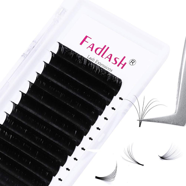 Easy Fan Volume Lash Extensions D Curl Volume Fans 8-20mm Length Self Fanning Eyelash Extensions 3D~10D 0.05 0.07mm Eye Lash (0.05-D, Mix 8~14mm)
