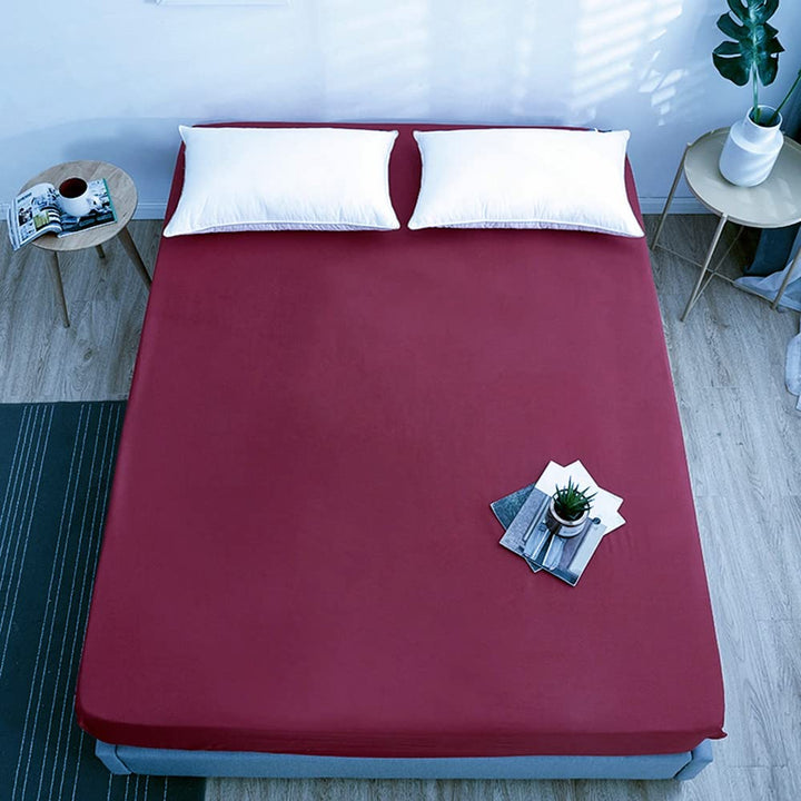 1 Piece Fitted Bed Sheets Set Microfiber 1800 Series Bottom Bedding Sheets - Deep Pockets (Burgundy, Queen)