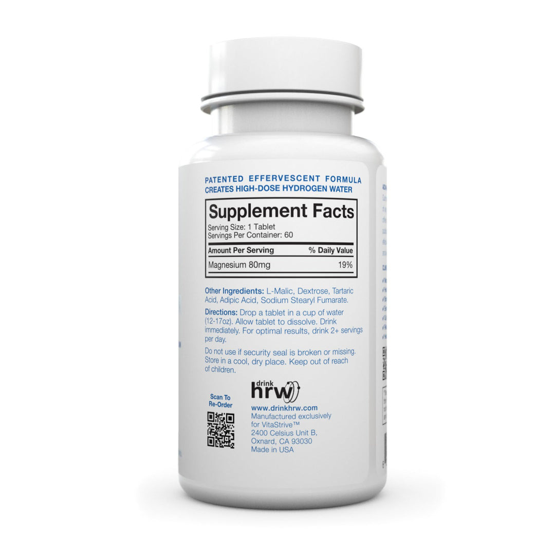 Rejuvenation Molecular Hydrogen Tablets with Magnesium: Highest Dose and Concentration, Supports Gut, Liver, Brain, Cardiovascular, Mitochondrial Health - Unflavored