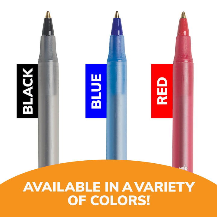 Round Stic Xtra Life Blue Ballpoint Pens, Medium Point (1.0mm), 12-Count Pack of Bulk Pens, Flexible Round Barrel for Writing Comfort, No. 1 Selling Ballpoint Pens
